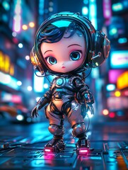 Cyber Chibi - Futuristic Sci Fi Design with Neon Accents in Ultra HD