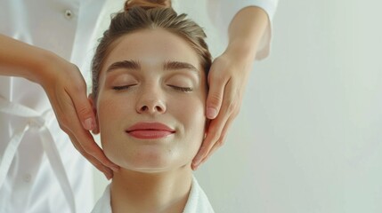 Naklejka premium Young woman receiving beauty treatment generative ai