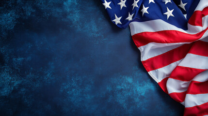 American flag on dark blue background