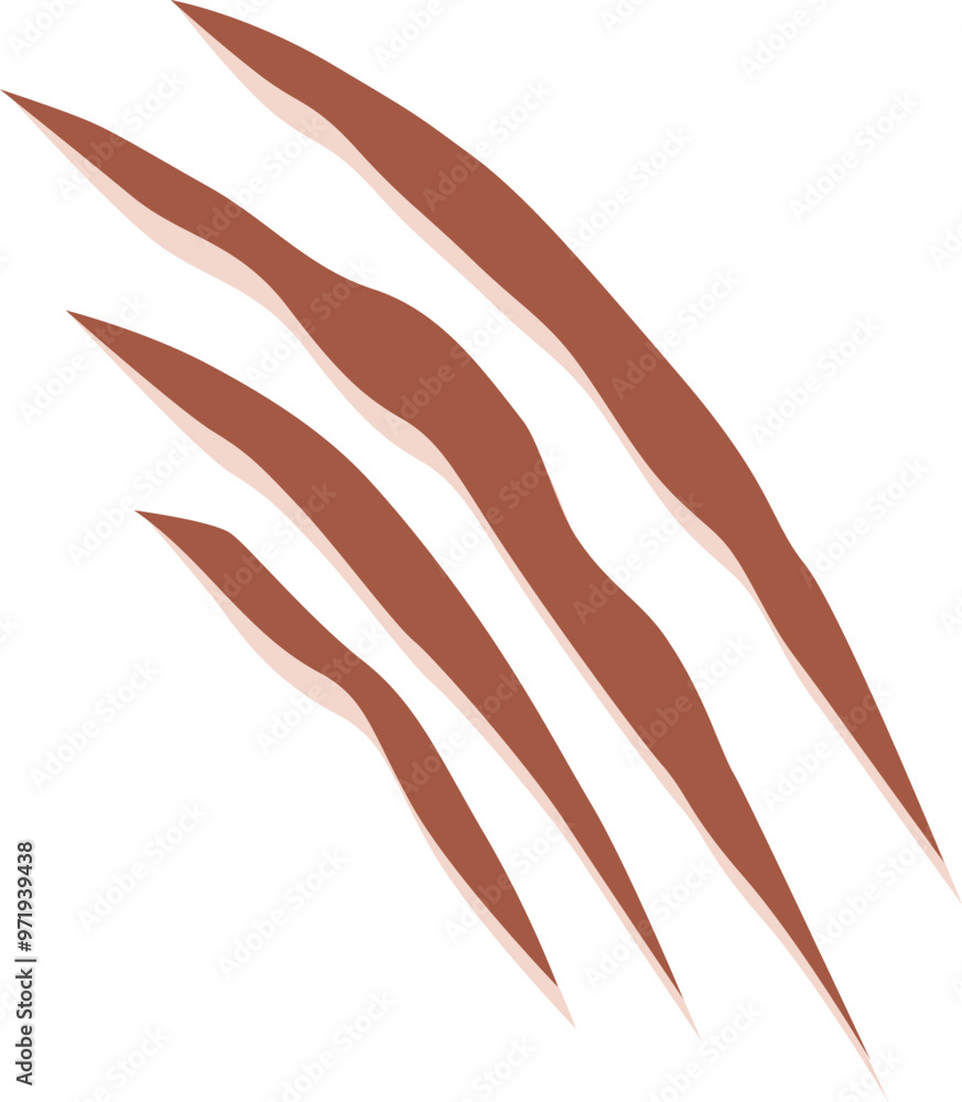 Poster four diagonal claw or scratch marks are leaving trails on a white background