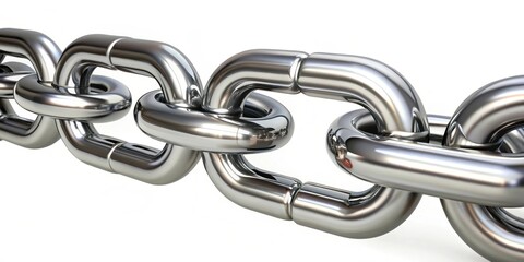 Fototapeta premium Chain assembly with connected metal links in a rendering, chain, assembly, metal, link,rendering, industrial