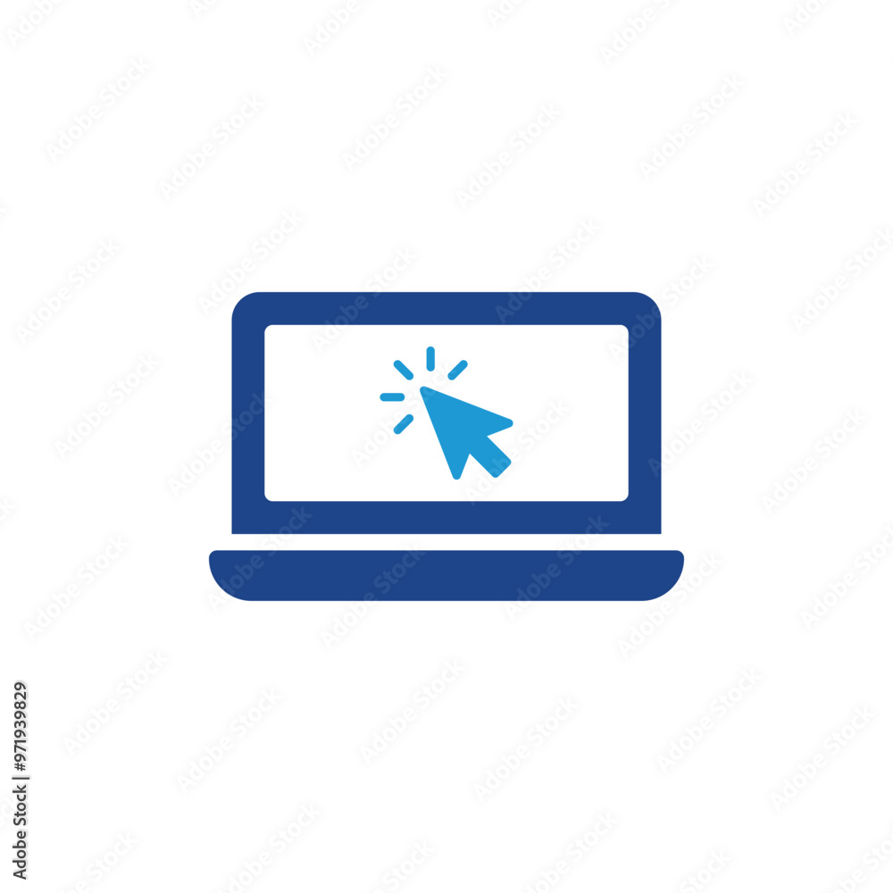 Sticker laptop with cursor icon vector