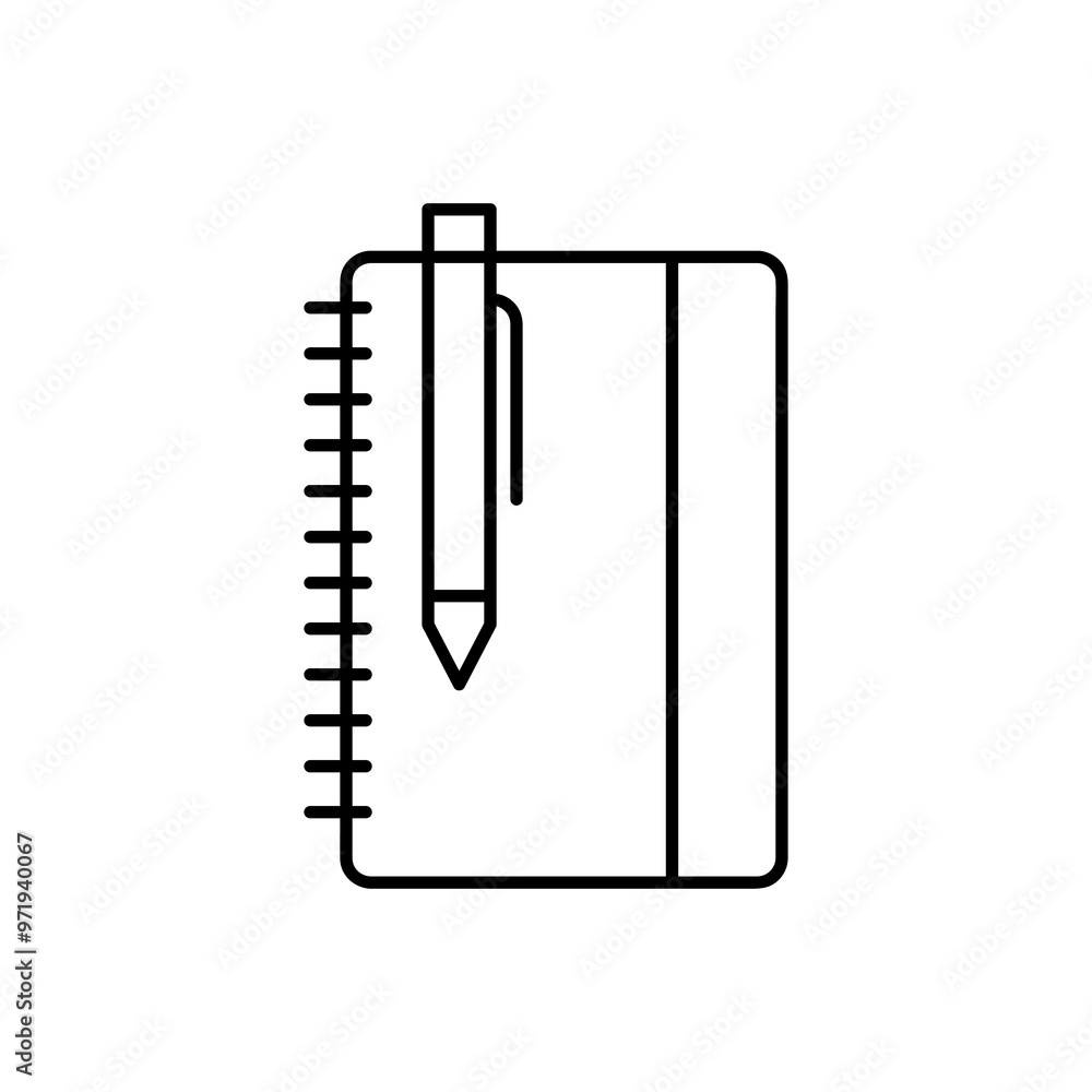 Poster notebook line icon, vector flat black trendy style simple illustration for web and app..eps