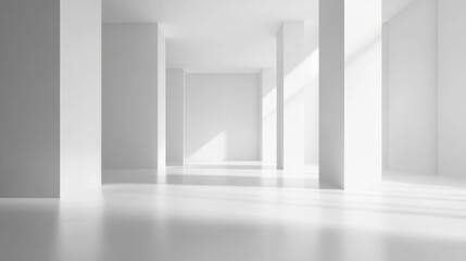 Fototapeta premium Minimalist monochrome white space with soft lighting,