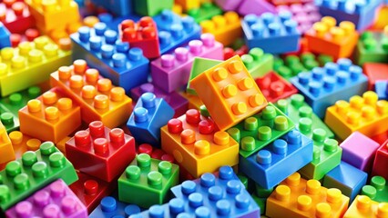 Close up of colorful building block toy bricks, building blocks, toy, colorful, close up, playtime
