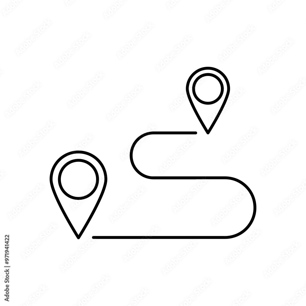 Poster route flat icon. map distance measuring icon. trendy style illustration for web and app..eps