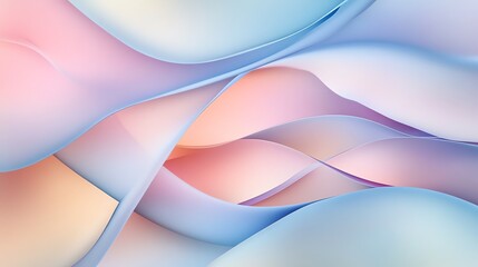 Gentle overlapping curves in pastel colors, creating a calming rhythm, serene background, calming rhythms design, soft abstract flow for meditation