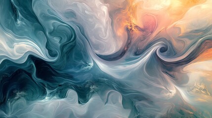 Fototapeta premium Gentle swirls and waves in muted colors, rhythmic flow evoking calm and relaxation, calming rhythms, abstract fluid design for wellness