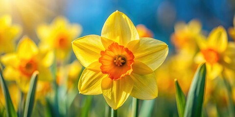 Obraz premium Close up of vibrant yellow narcissus flower , narcissus, yellow, close up, spring, bloom, floral, petals, beauty, macro