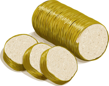 Lemang is a popular dish in Southeast Asian countries such as Indonesia, Malaysia, Singapore, and Brunei. Digital illustration vector clipart.