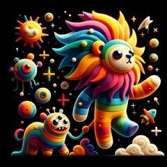 Naklejka premium Aventuras Cósmicas: Viaje al Reino de los Colore