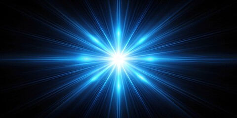 Obraz premium Glowing blue light star burst on black background, blue, light, star, burst, glow, shining, radiance, celestial, sparkle