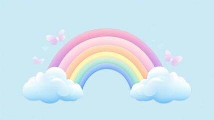 Rainbow with Clouds and Butterflies