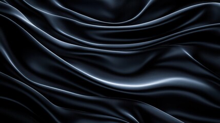 Fototapeta premium Luxurious Black Silk Fabric with Elegant Waves and Smooth Texture for Background or Design Elements