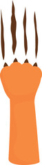 Cartoon illustration of a tiger paw with claws extended scratching a blank surface