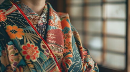 Naklejka premium asian person wearing kimono generative ai