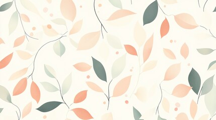 Abstract Watercolor Pattern of Pastel-Colored Leaves