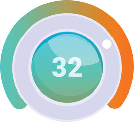 Round thermostat is showing the temperature increasing with its orange bar and numbers