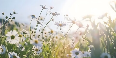 Vast chamomile field with a profusion of flowers, capturing the tranquil and natural beauty of the expansive meadow.