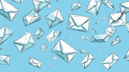 Doodle Illustration of Floating Envelope with Minimal Design