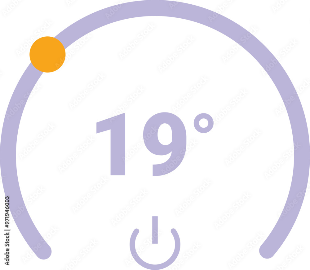 Poster minimalist thermostat interface displaying a temperature of 19 degrees celsius
