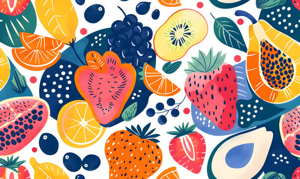 fruits and vegetable herbal concept for background or 2d illustrator cartoon. - Powered by Adobe