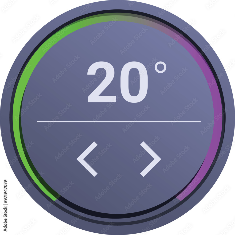 Poster modern round thermostat showing temperature allowing to increase or decrease setting
