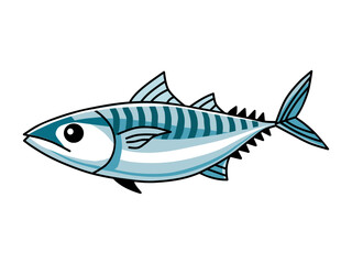 Vector illustration of mackerel fish, isolated on white background. This design is ideal for projects related to marine life, fishing, seafood and marine conservation