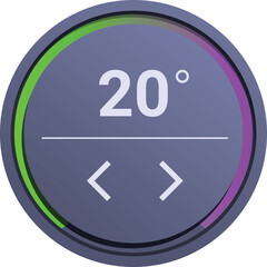 Modern round thermostat showing temperature allowing to increase or decrease setting