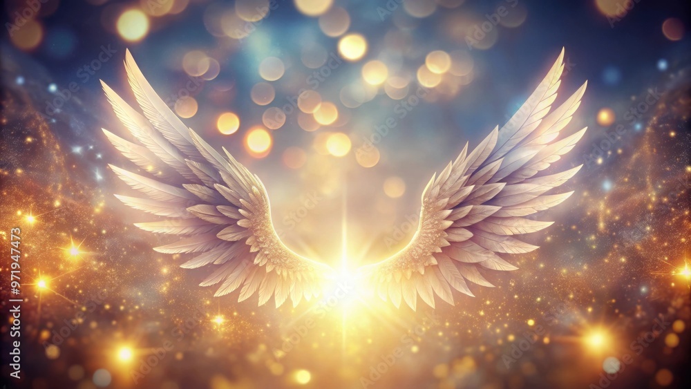 Canvas Prints Glowing angel wings on abstract background with bokeh , heavenly, illuminated, ethereal, fantasy, mystical, celestial, glowing