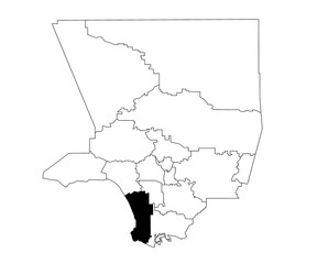 Map of South bay region in Los Angeles County