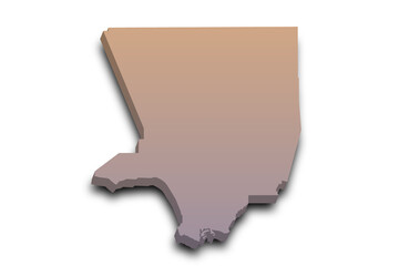 3d Map of Los Angeles County with color. California, United State of America, US, United State