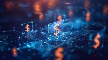 Fototapeta premium digital business financial transaction, cash flow in business, secure finance network, business finance concept photo