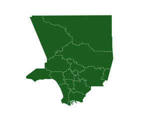 Colored Los Angeles County administrative map. regions map of Los Angeles, blank Map, empty map of Los Angeles