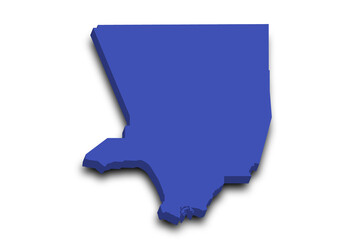 3d Map of Los Angeles County with color. California, United State of America, US, United State