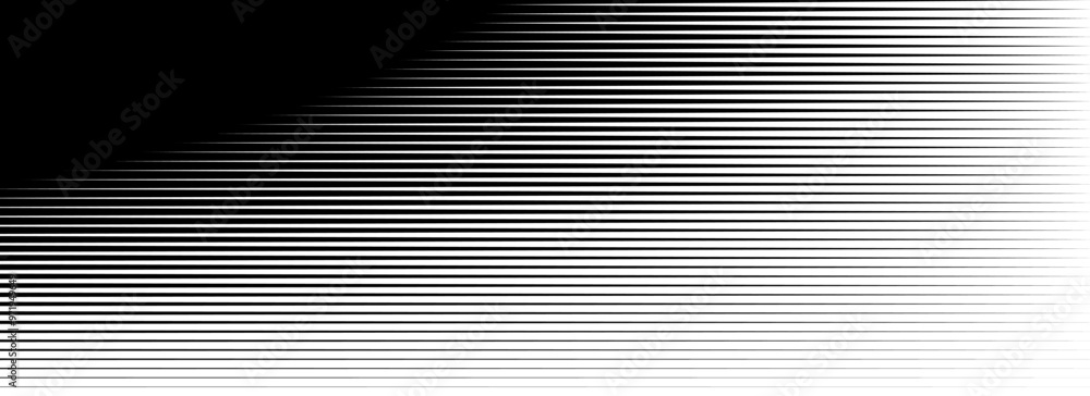 Poster horizontal thin line halftone gradation texture. fade straight stripe gradient background. black lin
