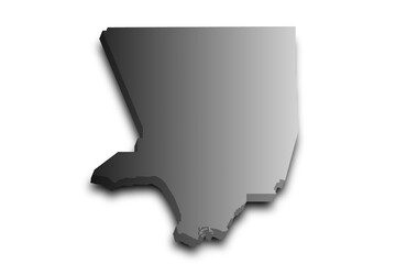 3d Map of Los Angeles County with color. California, United State of America, US, United State