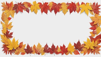 Fototapeta premium Beautiful foliage Natural background Border frame of colorful leaves Vibrant fall colors Autumn leaves
