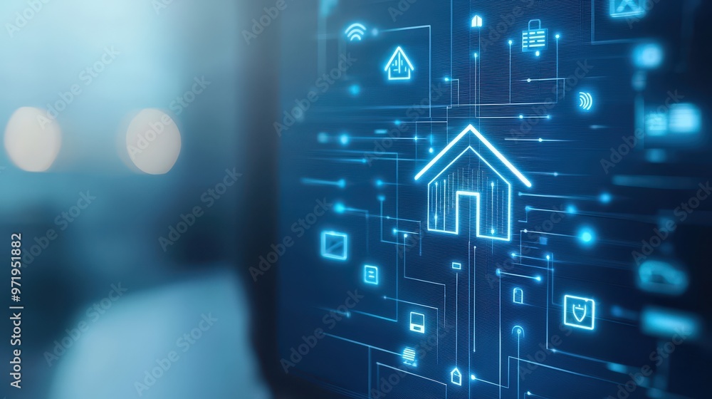 Poster innovative smart home interface with ai managing all aspects of home automation