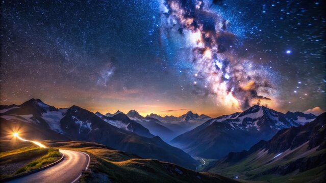 Milky Way over the mountains of the Glockner High Alpine Road, Milky Way, mountains, stars, night sky, scenic