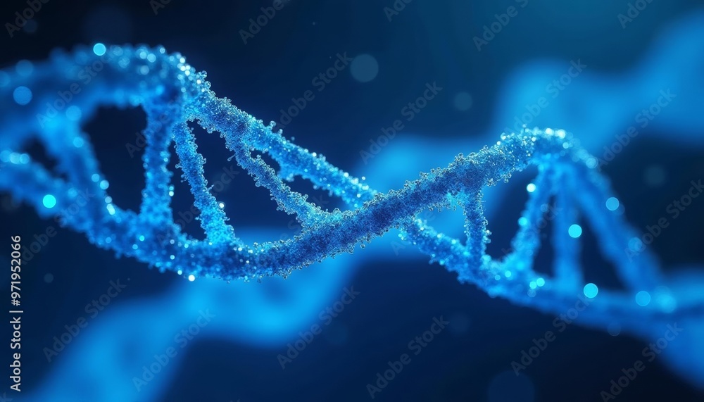 Poster illuminated dna double helix in 3d