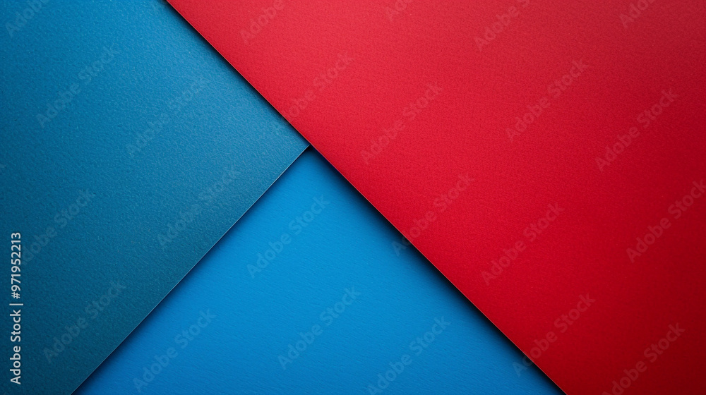 Poster abstract composition of red and blue geometric shapes. abstract art featuring overlapping red and bl