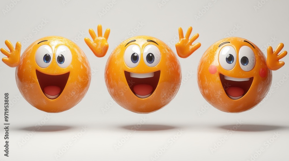 Poster cartoon character hands show open palms animate emoji icon isolate on white backgroun with alpha cha