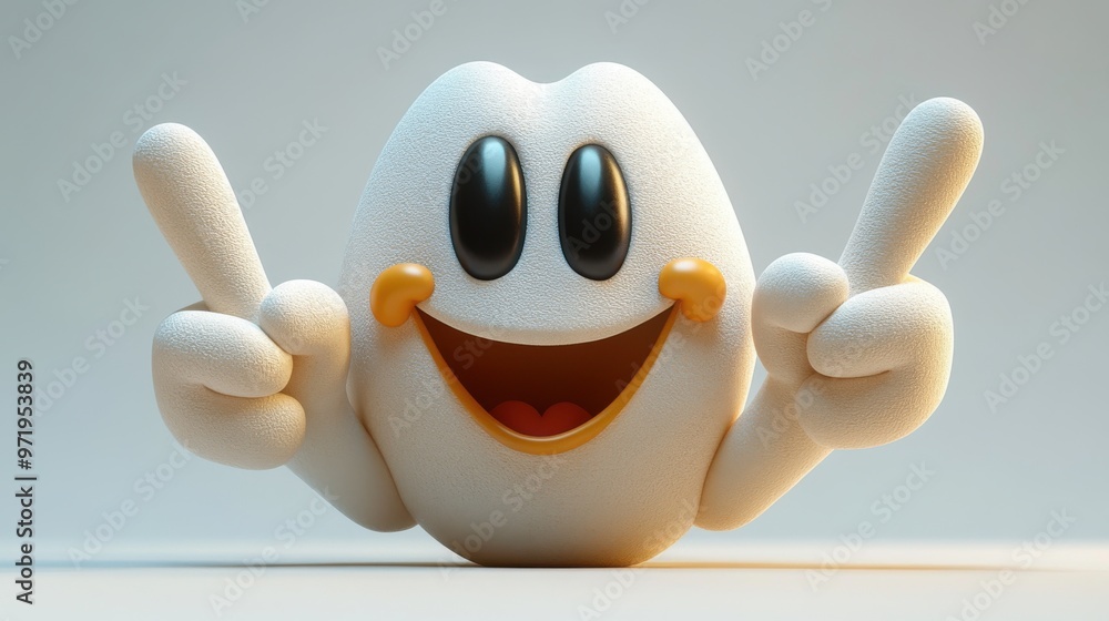 Poster cartoon character hands show two fingers animate emoji icon isolate on white backgroun with alpha ch