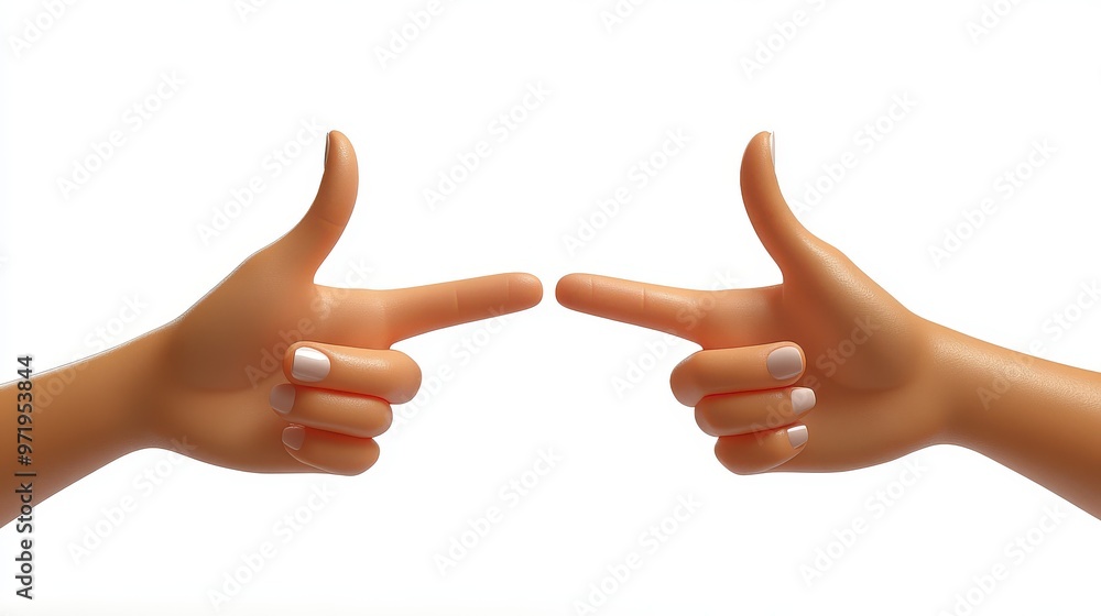Aufkleber cartoon character hands show two fingers animate emoji icon isolate on white backgroun with alpha ch