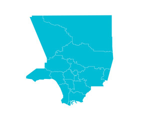 Colored Los Angeles County administrative map. regions map of Los Angeles, blank Map, empty map of Los Angeles