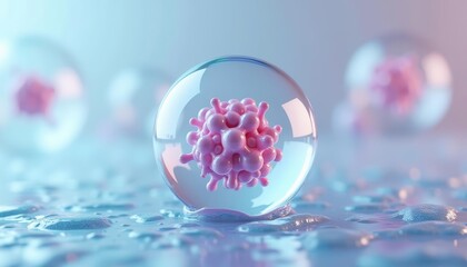  Microscopic wonder  A pink cell encapsulated in a clear sphere