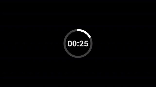  Circle countdown timer thirty seconds animation from 30 to 0 seconds on transparent background with alpha channel, 30 second countdown timer, Countdown video