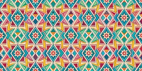 Abstract geometric seamless pattern with unique shapes and colors, abstract, unusual, seamless, pattern, geometric, shapes
