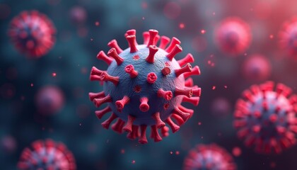 Fototapeta premium Viral particles in motion a 3D rendering of a virus